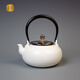 鶯歌燒雪花釉柿形陶壺 耐高溫防干燒陶土 電陶爐專(zhuān)用燒水煮茶提梁壺 潤白釉柿形壺