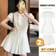 邦帛世學(xué)院風(fēng)白色襯衫連衣裙女氣質(zhì)收腰小個(gè)子甜美辣妹新款短裙a字裙 白色-配安全褲【M】