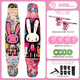 樂(lè )秀長(cháng)板滑板初學(xué)者女生舞板成人四輪專(zhuān)業(yè)板兒童代步刷街公路滑板 涂鴉兔（彩砂）