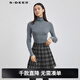 S.DEER圣迪奧女裝高領(lǐng)基本款打底長(cháng)袖針織衫S223Z3568 藍灰/04 L/170