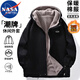 NASA MARVEL棉衣男棉服男冬季外套面包服羊羔絨連帽潮牌加絨加厚百搭情侶裝