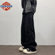 NEW OR MODE美式復古工裝牛仔褲男新款直筒闊腿傘兵長(cháng)褲痞帥炸街加厚休閑褲子 黑色 XL