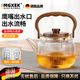MGXEK【德國】玻璃水壺煮茶壺養生燒水壺泡茶家用圍爐耐高溫電陶爐水壺 豎條紋 900ml