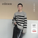edition【董潔同款】云朵羊毛2024冬季新款牦牛絨羊毛復古條紋毛衣慵懶風(fēng) 杏黑條 S