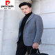 皮爾卡丹（pierre cardin）雙面綿羊.絨大衣男士毛呢夾克外套短款呢子西裝領(lǐng)羊毛雙面呢 中灰色 3XL 185-200