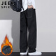 JEEP SPIRIT吉普牛仔褲男士休閑褲子男直筒闊腿秋冬季高端寬松長(cháng)褲加絨加厚