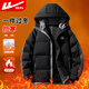 回力棉服男冬季加厚保暖連帽外套男潮流寬松棉衣防寒男裝黑色4XL