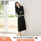香影小香風(fēng)假兩件連衣裙女2025秋季新款荷葉邊拼接長(cháng)袖千金感裙子 深灰 M 160/84A/95-110斤