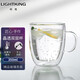 明尊（LIGHTKING）手工制高硼硅玻璃防燙雙層玻璃杯耐熱玻璃咖啡杯喝水杯帶把綠茶杯 CP'11（350ml）