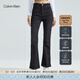 Calvin KleinJeans【保暖含羊絨】秋冬女士休閑復古ck彈力高腰直筒微喇牛仔褲 1BJ-牛仔黑 26