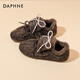 DAPHNE達芙妮德訓鞋女厚底加絨保暖毛毛棉鞋2026年新款舒適百搭秋冬女鞋 咖色 加絨 跟高 2.5cm 37 (235mm)