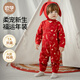 歐孕（OUYUN）嬰兒衣服連體衣秋冬男女過(guò)年拜年服紅色哈衣爬服 金蛇獻瑞 80cm