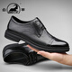 公羊皮鞋男鞋冬季新款頭層牛皮英倫風(fēng)商務(wù)正裝鞋男軟底上班通勤德比鞋 黑色【標準皮鞋碼】 41 (255mm)