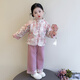女童套裝加絨拜年服2025新款洋氣兒童國風(fēng)小女孩加厚新年服兩件套 粉紅色 120 cm