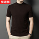 恒源祥毛衣短袖男秋冬季純色針織T恤高端精紡半袖含羊毛衫大碼打底衫