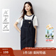 茵曼（INMAN）復古學(xué)院牛仔背帶裙女2025夏季新款時(shí)尚百搭減齡直筒連衣裙 深牛仔藍 M
