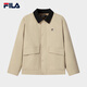 FILA 斐樂(lè )官方男士梭織外套2026春季新款休閑寬松巴恩風(fēng)工裝夾克 木原卡其-DK M 170/92A/M