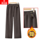 俞兆林（YUZHAOLIN）中老年女褲媽媽褲子秋冬款休閑長(cháng)褲闊腿奶奶褲加絨加厚老太太褲子 深咖色 加絨 3XL 建議115-130斤