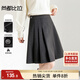 尚都比拉半身裙女裝秋冬新款學(xué)院風(fēng)百褶裙小個(gè)子簡(jiǎn)約A字短裙 石墨灰 L 