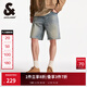 杰克·瓊斯（JACK&JONES）男裝夏季新款百搭休閑男寬松水洗貓須多口袋牛仔短褲225243009 E39中藍牛仔 M (175)