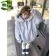 馨顏美式復古高街毛領(lǐng)連帽開(kāi)衫衛衣外套女春秋2025oversize韓系慵懶風(fēng) 藍色 M 95-105斤