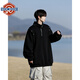 NEW OR MODE美式高領(lǐng)半拉鏈衛衣男款vibe高街重磅硬挺春秋季大碼長(cháng)袖t恤外套 黑色 M 【建議90-110斤】