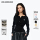 ANN ANDELMAN【田曦薇同款】修身長(cháng)袖T恤設計感堆褶針織不規則開(kāi)衫 黑色 XS