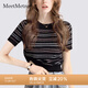 MeetMetro瑪依爾條紋短袖T恤女夏季2025夏季新款修身顯瘦短款氣質(zhì)上衣 黑色【現貨閃電發(fā)】 S
