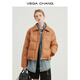 VEGA CHANG2025年冬新款啞光皮美拉德羽絨服女冬小個(gè)子外套ins 復古棕 S