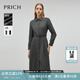 PRICH【零染】時(shí)尚襯衫領(lǐng)連衣裙冬季新款職場(chǎng)通勤收腰長(cháng)裙女 15灰色 M (160)