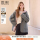 香影【純羊毛】雙面連帽大衣女2025冬季新款呢子灰粉撞色毛呢外套 淺灰 M 160/84A/95-110斤