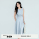 伊芙麗（eifini）蔣欣代言圓領(lǐng)解構感腰節褶皺設計無(wú)袖長(cháng)款背心連衣裙2025夏裝新款 冰川藍 M