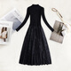 絲柏舍蕾絲拼接針織小黑裙2025秋裝新款女時(shí)尚修身氣質(zhì)連衣裙