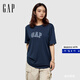 GAP男女裝2025春季新款純棉字母logo短袖T恤常規上衣美版570044 海軍藍 M 美碼 L亞洲碼180/96A 【偏小，建議選大一碼】