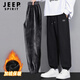 JEEP SPIRIT吉普休閑褲男冬季加絨褲子男寬松運動(dòng)長(cháng)褲保暖束腳男褲