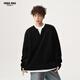 Foss Phil假兩件長(cháng)袖衛衣男秋冬季打底衫寬松百搭內搭t恤HT25764黑色XL