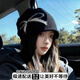 雪衣王帽子女2025新款冷帽潮毛線(xiàn)帽秋冬顯臉小保暖護耳針織堆堆帽大頭圍 黑色 【寬松大版】顯臉小