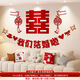 捷懿婚房布置女方臥室結婚新房裝飾床頭喜字貼背景墻套裝婚慶用品大全 1套【喜樂(lè )背景墻裝飾】