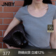JNBY/江南布衣25夏新品T恤修身H型羅紋短袖女柔軟直筒5X5110090 072/中雜灰 M