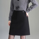 羊毛呢短裙半身裙高腰A字2025冬季新款厚保暖裙子女時(shí)尚百搭顯瘦 黑色 M