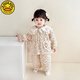 G.duck小黃鴨嬰兒睡衣冬裝加絨加厚三層夾棉女寶寶棉衣襖冬季家居服套裝 粉紅碎花【加絨加厚棉衣兩件套】 80