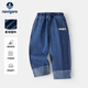 納維凱爾兒童牛仔褲新款男童褲子女童長(cháng)褲學(xué)生褲子百搭舒適 翻邊牛仔褲深藍（女） 130