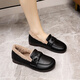 啄木鳥(niǎo)加絨小皮鞋女冬外穿毛毛鞋2026新款一腳蹬軟底豆豆鞋孕婦保暖棉鞋 黑色 36