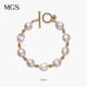 曼古銀女士輕奢S925銀珍珠手鏈精致高級感顯白手環(huán)生日禮物送女友 麥穗系列-手鏈【925銀丨18K金丨珍珠】