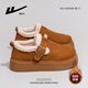 回力女鞋加絨勃肯鞋冬季新款厚底毛毛鞋百搭低幫保暖棉鞋 駝色 37