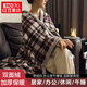 紅豆披肩毛毯冬季女午睡毯子辦公室午休蓋毯學(xué)生宿舍披風(fēng)斗篷 棕粉格語(yǔ)【雙層加厚 可披可蓋】 75*130cm-帶紐扣【小號披肩毯】