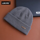 利伯羊毛混紡帽子男冬季保暖套頭月子帽女中老人針織帽睡帽防寒護耳帽 灰色 55-60CM