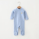 花花寶貝寶寶春秋半高領(lǐng)包腳連體衣嬰兒彈力保暖加厚哈衣防踢被冬護肚睡衣 麻藍色(包腳) 80cm