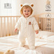 宜爽兒新生嬰兒衣服連體衣棉襖初生寶寶外出包腳加厚加絨抱衣套裝秋冬季 杏色 80cm