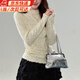 鹿珊伍打底衣衫女秋冬韓系半高領(lǐng)波點(diǎn)針織德絨毛衣內搭木耳邊修身上衣 德絨版波點(diǎn)印花【米杏色】 【建議體重45-60kg】